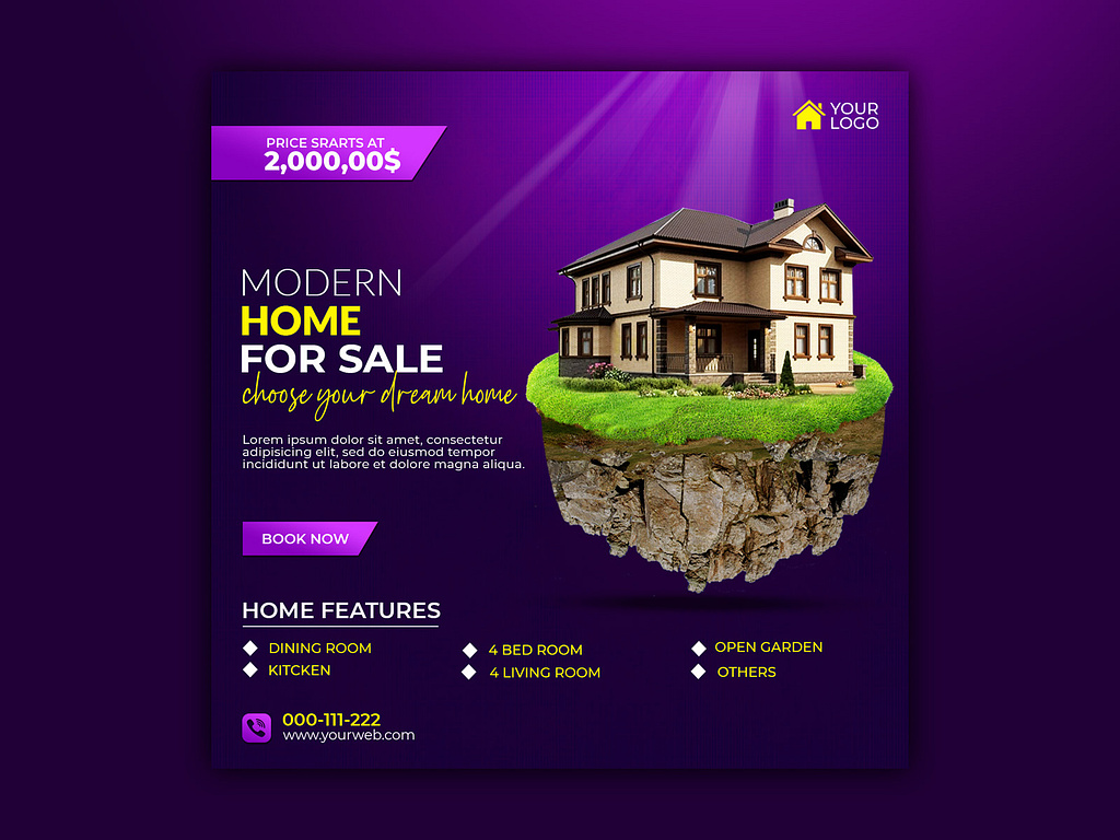 Modern Home Ads Post Social Media Design By Taukir For Vision™ It