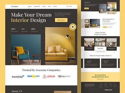 Interior Design Service Landing Page clean design ecommerce furniture interior interior agency interior design landing page modern service ui web web design web page website