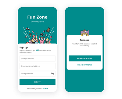 Fun Zone, Toys for kids dailyui ecommerce kids store registration sign up toy app toy store toys toys app