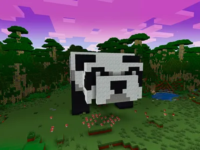 Cute Panda in Bamboo Forest, China Minecraft in Realmcraft Free 3d animation art branding build craft design free minecraft game art game design games gaming graphic design illustration landscape logo minecraft motion graphics pixel art realmcraft ui