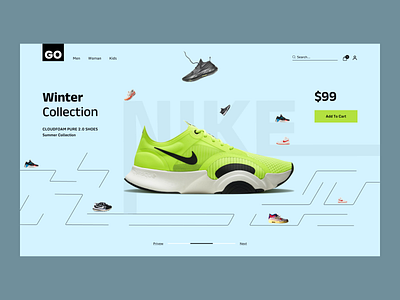 GO - Online Shoe Store 2 3d animation branding clean convers ecommerce fashion hero illustration landing page minimal motion graphics nike nike shoes online shopping shoe sneakers uiux web design website