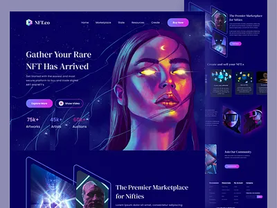 NFT Marketplace Website crypto cryptoart design landing page marketplace nft nft marketplace nft web nft website nftart nfts nftwebsite sylgraph ui ux web web design webdesign website website design