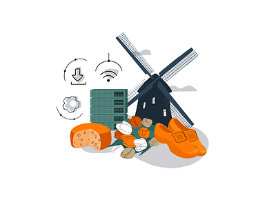 Internet provider in Netherlands and VPN protection your data 2d branding concept data design ecommerce flat graphic design icon illustration internet netherlands network protection provider security spot symbols vector vpn