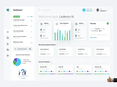 Task Management Dashboard admin charts crm dashboard design jobs management monitoring projects security statistics system tasks tracking ui