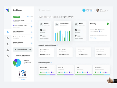 Task Management Dashboard admin charts crm dashboard design jobs management monitoring projects security statistics system tasks tracking ui