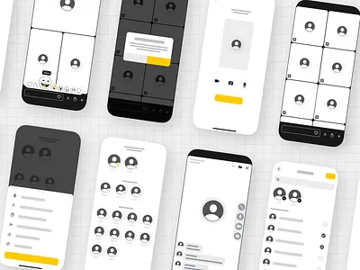Live streaming mobile app wireframes app camera chat comment community conversation emojis group chat live meeting room mobile mute reactions sketch speaker stream streming ux video wireframe