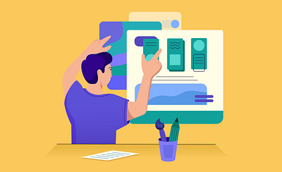 Flat illustration about the personal experience of freelancing 2d art articles blog branding character concept design earning ecommerce education experience flat freelancing illustration learning profit storyboard technologies vector