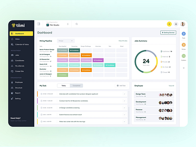 Tiimi - Walkthrough for a SaaS HR Management System app candidate crm dashboard employee hr hr platform hrm human resources interaction job management product design saas saas design tutorial ui ux walkthrough webapp