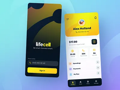 Lifecell App app application branding bright button design graphic illustration interface ios iphone lemon life logo lviv mobile ui ukraine ux yellow
