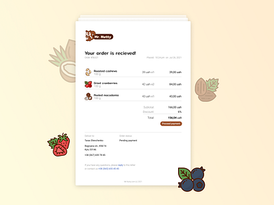 DailyUI#17 dailyui design email figma flat fruits receipt ui ux