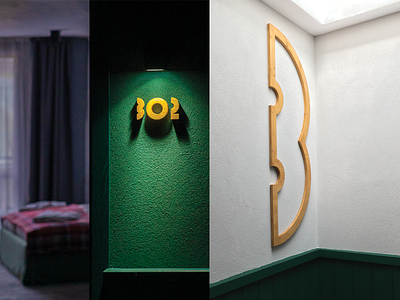 room & floor numbers 3 branding bulgaria design environmental graphic design green hotel ivaylo nedkov light navigation numbers numerals signage typography wall wood