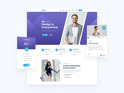 Aga Website design home homepage theme themeforest ui
