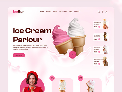 Ice-Cream Landing Page UIUX Design app branding design ice cream icecream website interface product ui ux web