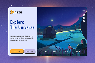 Explore The Universe adobe xd design explore james webb landing nasa night sky sky space stars ui ux