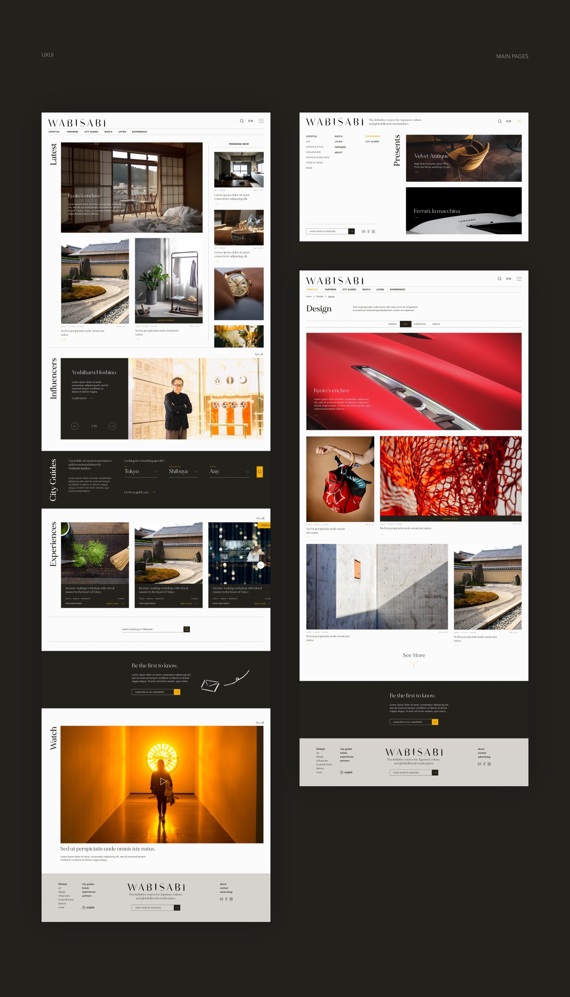 WABISABI - UXUI elegant graphic design japan japanese luxury minimal ui ux uxui web design wireframes