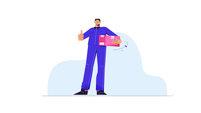 Delivery 2d boy character delivery design illustration man men