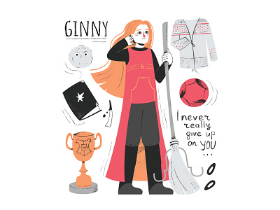 Ginny Weasley character design flat ginny weasley harry potter harrypotter hogwarts illustration magic vector