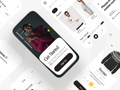 E-Commerce App app black branding cart dark delivery app design eccomerce ecommerce app fashion flat minimal minimalist shopping store ui uidesign uiux ux web