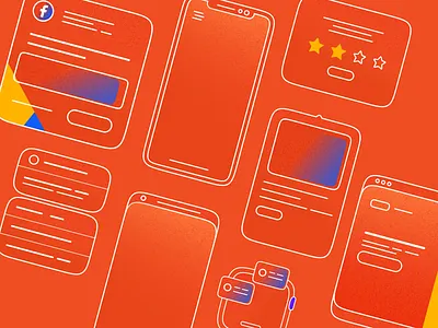 Omni Channel Illustrations desktop facebook flat flat illustration illustration line illustration marketing automation mobile push multi channel omni channel web illustration web push