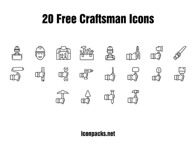 20 Free Craftsman tools PNG, SVG icons design free icons free resources freebies icon pack icon set icons png icons svg icons vector