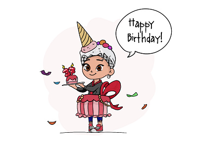 Mom Character Design - Happy Birthday art cartoon character design drawing illustration logo vector