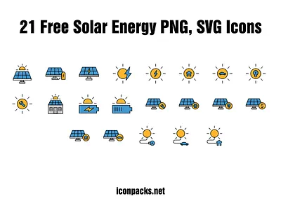 21 Free Solar energy SVG, PNG icons design energy free icons free resources freebies icon pack icon set icons png icons power solar energy solar energy icons solar icons svg icons vector