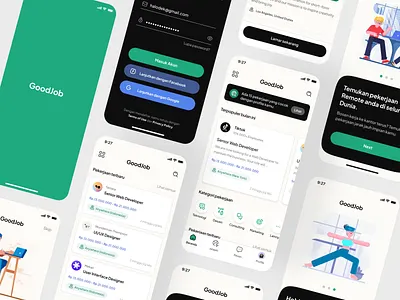 Remote Job Apps adobe xd design system figma job minimalist mobile apps mockup modern product design prototype sketch ui uiux user experience user interface uxui web design wireframe