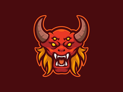 Demon branding cartoon demon devil esport logo game horn illustration logo character mascot logo vector