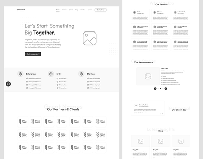 Ztechnium Website Wireframes - Landing Page app design enterprise interaction design landing page product saas service services smp startup ui ux web website wireframe