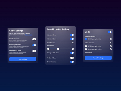 Settings apple branding clean cookie settings cookies dailyui dark mode design glass icons ios mobile mobile settings mobile ui screen security settings ui ui settings ux