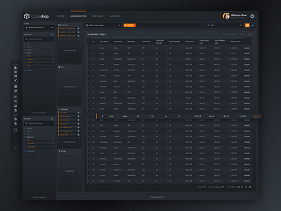 Data Analysis Platform - Generator 1 (Dark Theme) analytics dark data reporting ui ux