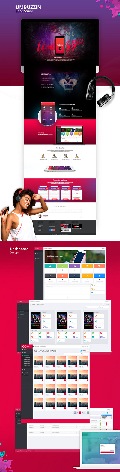 Umbuzin music app landing page app landing page mobile app music website ui design website