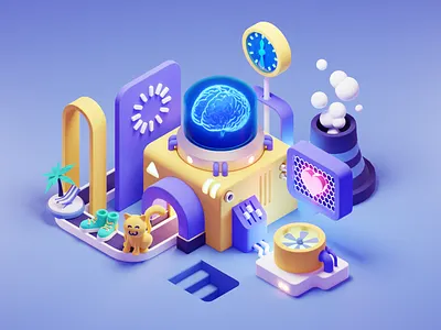 Algorithm 3d algorithm blender cartoon diorama illustration instagram isometric render social media web