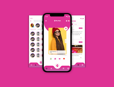 Pin Pals Dating Mobile Application Design application dating match timeline ui user interface