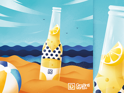 Recycling campaign beach beer bottle glass lemon recycle summer sunny