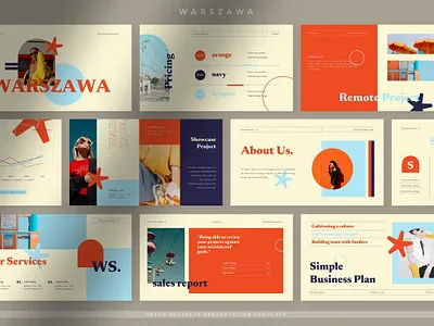 Warszawa - Bright Retro Business Presentation business presentation retro theme