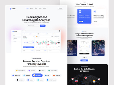 Cryptocurrency Analytics Landing Page analytics bitcoin crypto platform crypto wallet cryptocurrency design ethereum landing page trader trading website