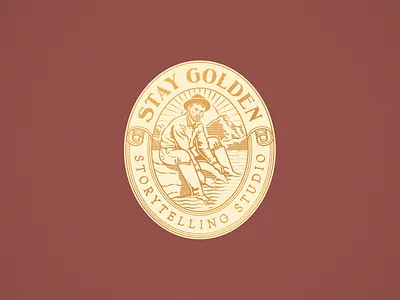 Stay Golden badge branding design engraving etching illustration line art logo logo design peter voth design vector woodcut
