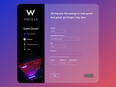 Form for booking hotel design form ui ux website