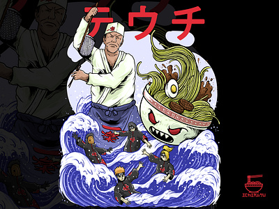 ramen vs chef feat akatsuki. naruto cast darkart design graphic design illustration japanese naruto ramen vector