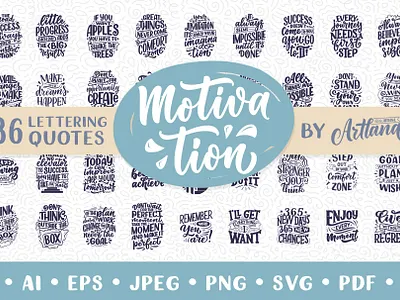 36 Motivational Lettering Quotes design hand drawn illustration inspiration let lettering logo logotype motivation poster print slogan vector