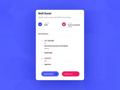 Custom Trading Rule Preview automated blockchain cryptocurrency modal trading