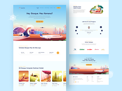 Taperloka – Travel Landing Page airplane airport app app design application blue clean design dribbble illustration landingpage logo neat plane sky travel ui uiux web website