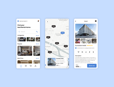 Hotel Booking App app design minimal mobile ui ui