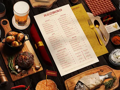 Redbird Menu Design branding creative agency design illustration logo logotype menu design restaurant branding vector