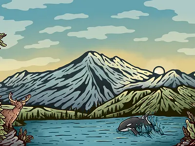 Northwest Scenery illustration landscape northwest pnw procreate seattle ui ux washington website illustration
