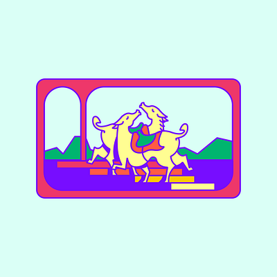 Dancing Horses branding character editorial horses illustration line mountains stairs ui vector