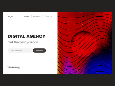 digital agency landing page adobe xd adobexd coming soon design home page landing page ui ui design uiux design ux ux design web design website design websitedesign