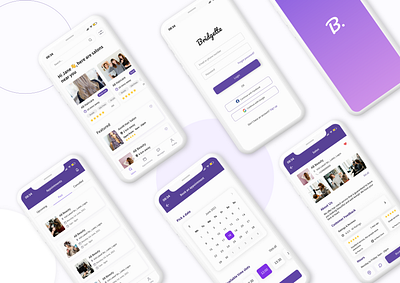 Bridgette - Beauty Booking App beauty beauty booking booking discover figma mobile mobile app purple