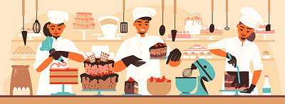 Confectionery illustration baking cake confectionery cuisine dessert flat illustration vector